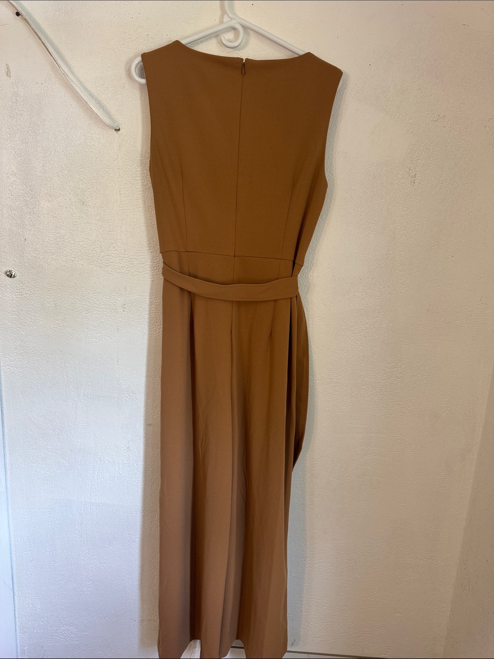 Calvin Klein Sleeveless V-Neck Maxi JUMPSUIT in Camel Brown - Picture 12 of 16